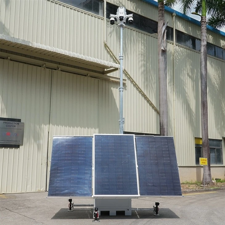 Solar CCTV Tower With Electric Mast For Temporary Events factory