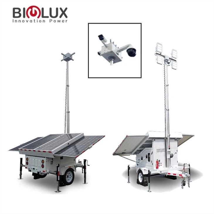 Baterai Lithium Mobile Solar CCTV Tower