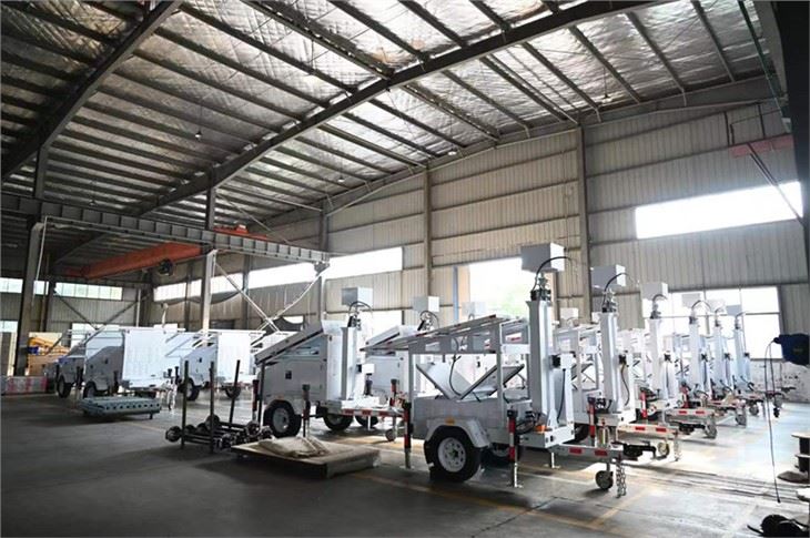Solar Surveillance Tower For Construction Site